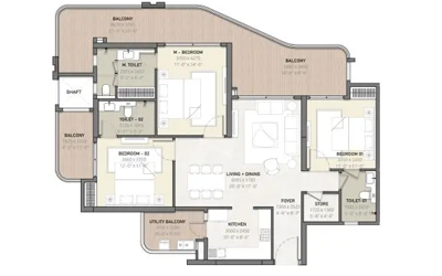 3 bhk floor plan